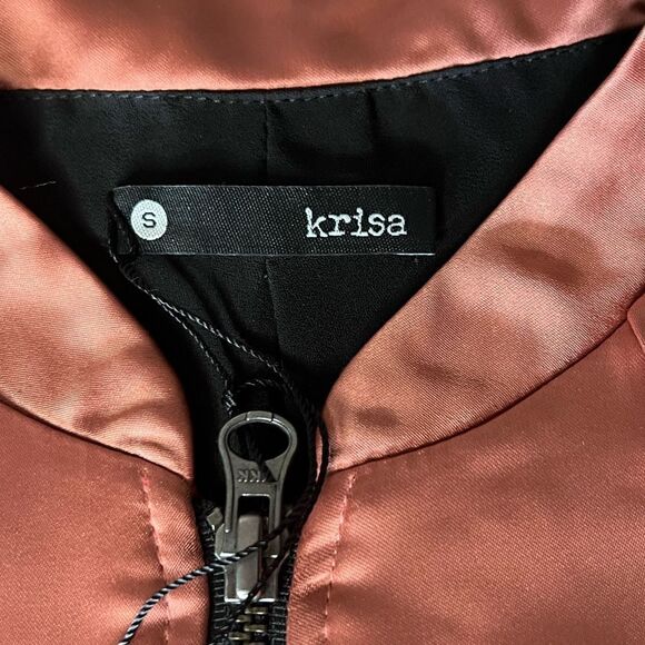 REVOLVE Krisa Ruffle Satin Style Bomber Jacket in Copper. Lined. Size Small. NWT - Picture 7 of 16